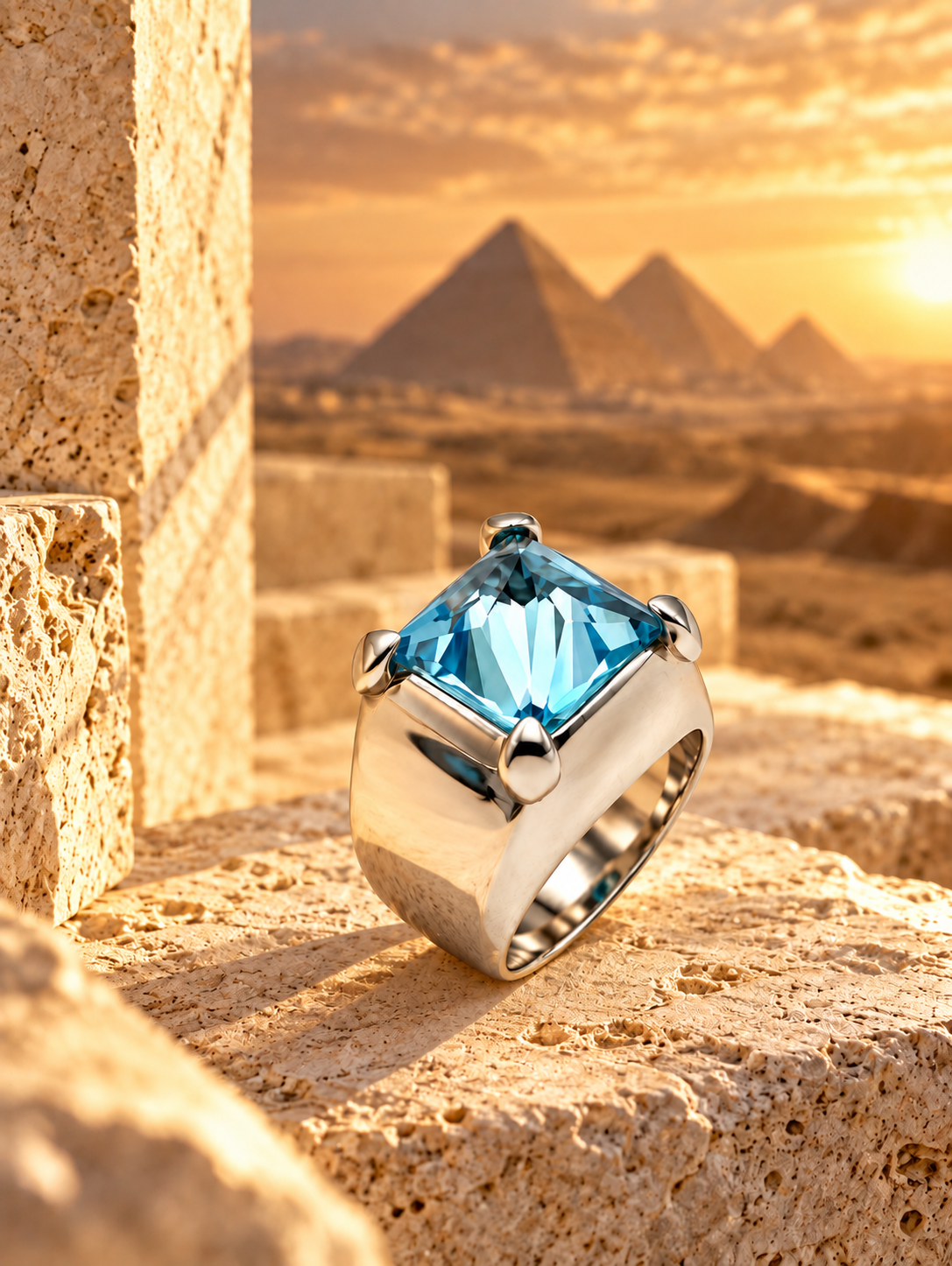 Anello Keope Topazio azzurro