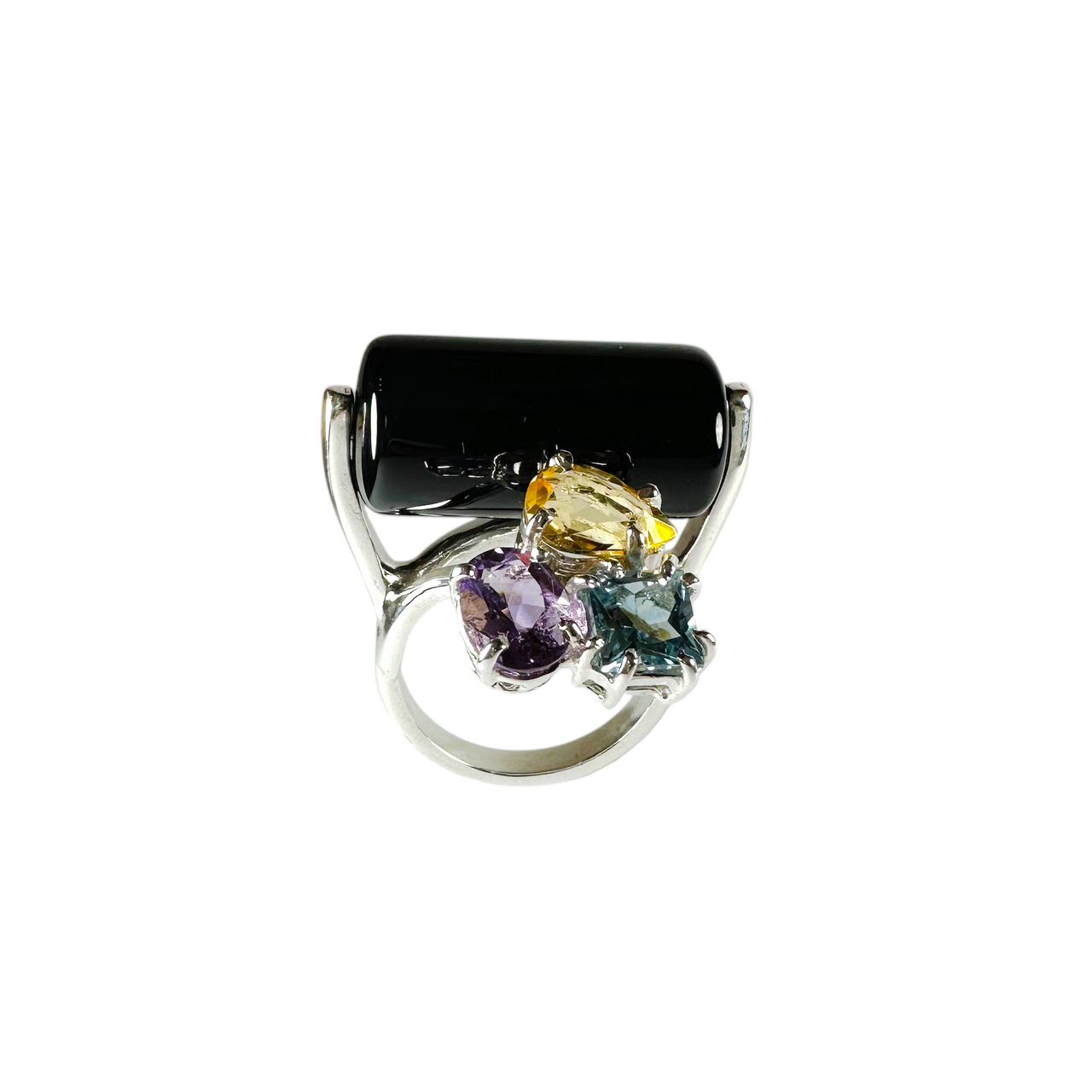 Anello Details Topazio azzurro, Citrino, Ametista