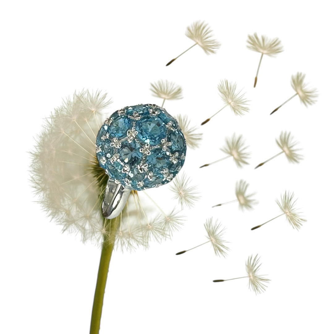 Anello Soffio Topazi azzurri