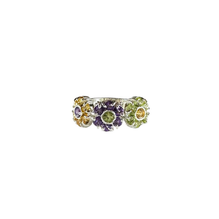 Anello fascia tre fiori