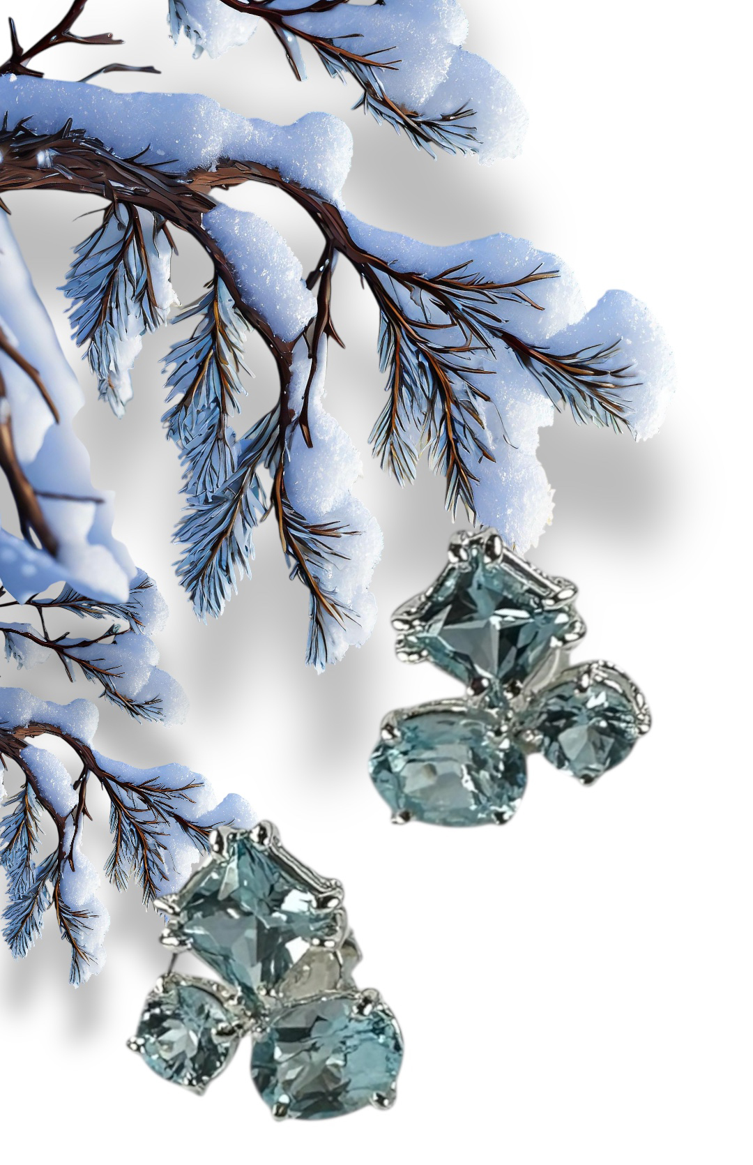 Cristalli di Ghiaccio orecchini a lobo 3 pietre